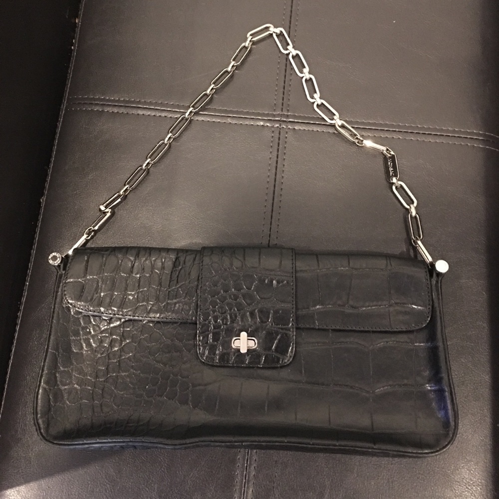 Monsac black handbag silver chain strap